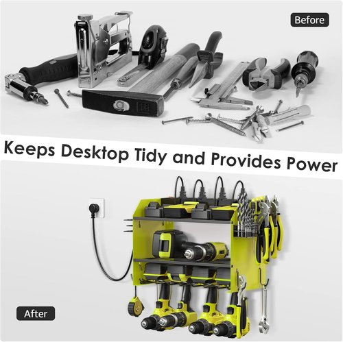 CCCEI Modular Power Tool Organizer - Wall Mount Charging Station & Heavy Duty Rack | Green, 1 Pack