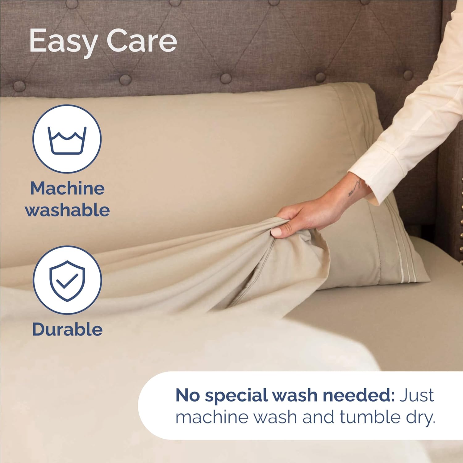 Skiennix Twin XL Sheet Set - Ultra-Soft Cooling Bedding - Deep Pockets, Wrinkle-Free - Cream Color