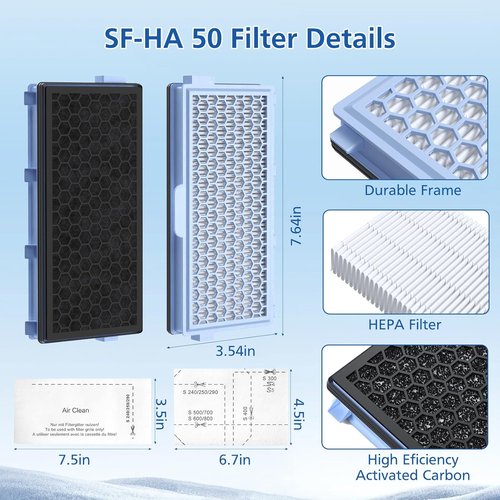 Miele SF-HA 50 HEPA Filters - 3 Pack Compatible with Miele Compact & Complete Vacuums