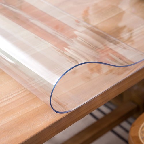 Whirltique Round Clear Table Protector, 45" Round, 1.5mm Thick, Clear Vinyl Table Cover, Scratch Resistant, Dining Room Table Cover
