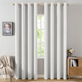 MIULEE 90-Inch Linen Textured Blackout Curtains - Thermal Insulated Heathered White Drapes | Luxury Room Darkening for Bedroom & Living Room (2 Panels)