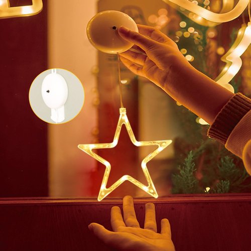 ONSTUY LED Stars Christmas Lights,3 Pack LED Christmas Window Lights,10 LEDs Christmas decorations with Timer for Window Decoration, Christmas Decoration, Balcony,Party,Wedding,Warm White, ON-WJX-3P
