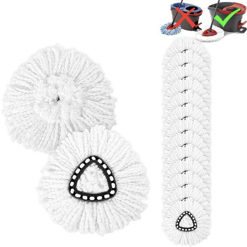 15-Pack Spin Mop Superior Replacement Heads – Compatible with O-Cedar EasyWring and Other Spin Mops, Durable and Washable Refills for Effortless Floor Cleaning - iDeaology