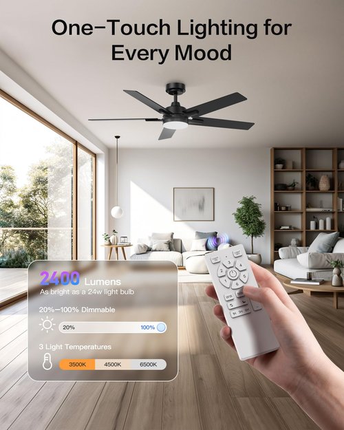 Geinself Ceiling Fans with Lights 52 Inch, Black Smart Ceiling Fan Compatible with Alexa/App/Remote Control, 5 Two-Sided Blades, Ultra Silent Reversible DC Motor LED fan for Bedroom, Living Room