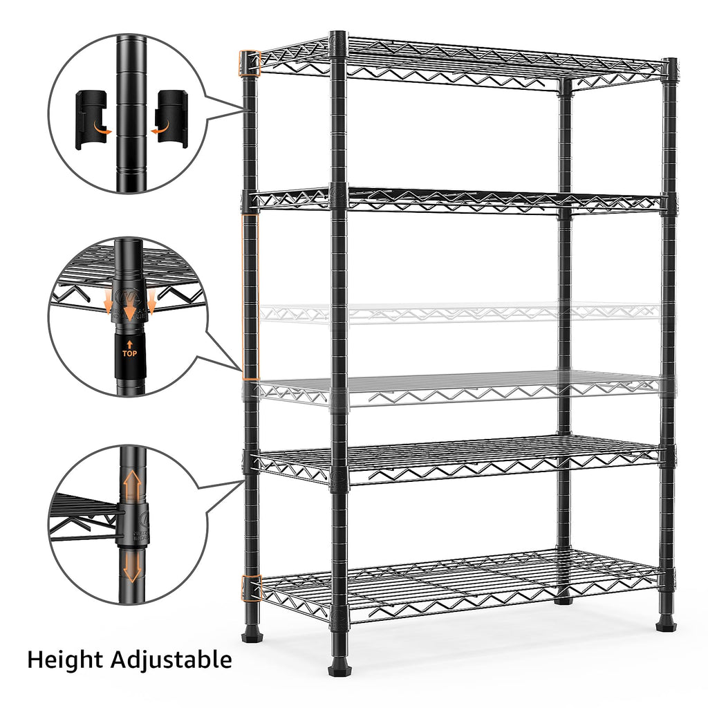 M MZG 1000 lbs Storage Shelving Steel Heavy Duty 4-Tier Utility Shelving Unit Steel Organizer Wire Rack for Home,Kitchen,Office (13.7" D x 29.5" W x 47.2" H)
