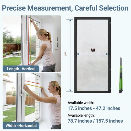 Lovepea Pure Frosted Glass Window Privacy Film 24 Hour Two Way Privacy, Removable, Static Cling, Ideal for Privacy scenarios Such as Home Office Doors and Windows (23.6 x 78.7 Inch)