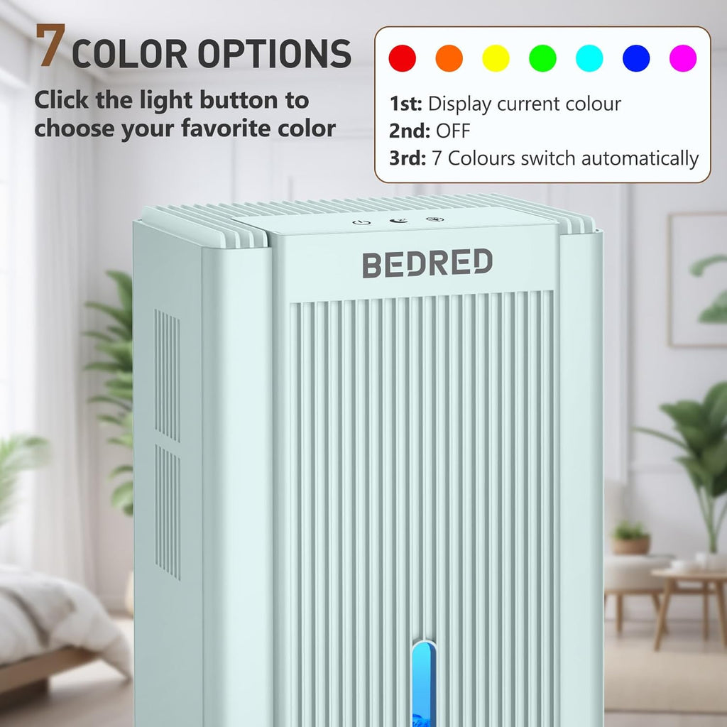 Skiennix 95OZ Dehumidifier for Home - Quiet Operation with Auto Shut Off & 7 Color Ambient Light | Ideal for 1000 Sq.Ft Spaces (Pale Turquoise)