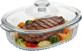 Skiennix 1.9 QT Oval Glass Casserole Dish - Clear Borosilicate, Oven & Fridge Safe, Easy-Clean Design