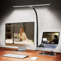Airlonv LED Desk Lamp - Eye-Caring Adjustable Gooseneck Light with Stepless Dimming | Black, 10W USB Adapter