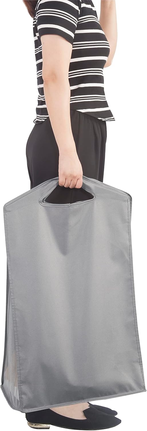 Storage Maniac 2-Pack Hanging Laundry Hamper - Slim Double Organizer with Front Mesh Bag - Grey