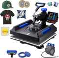 VEVOR 5 in 1 Heat Press Machine - 15x15 Inch Digital Control for T-Shirt, Hat, Mug & Plate Sublimation - Blue