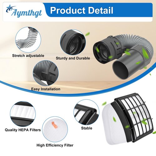 Aymthgt Vacuum Hose Filter Replacement Part Compatible for Shark Navigator Lift-Away NV350 NV351 NV352 NV355 NV370 UV440, 1 Nozzle Hose + 2 Pre-Felt + 1 Hepa Filter, Replace #193FFJ & XHF350 & XFF350