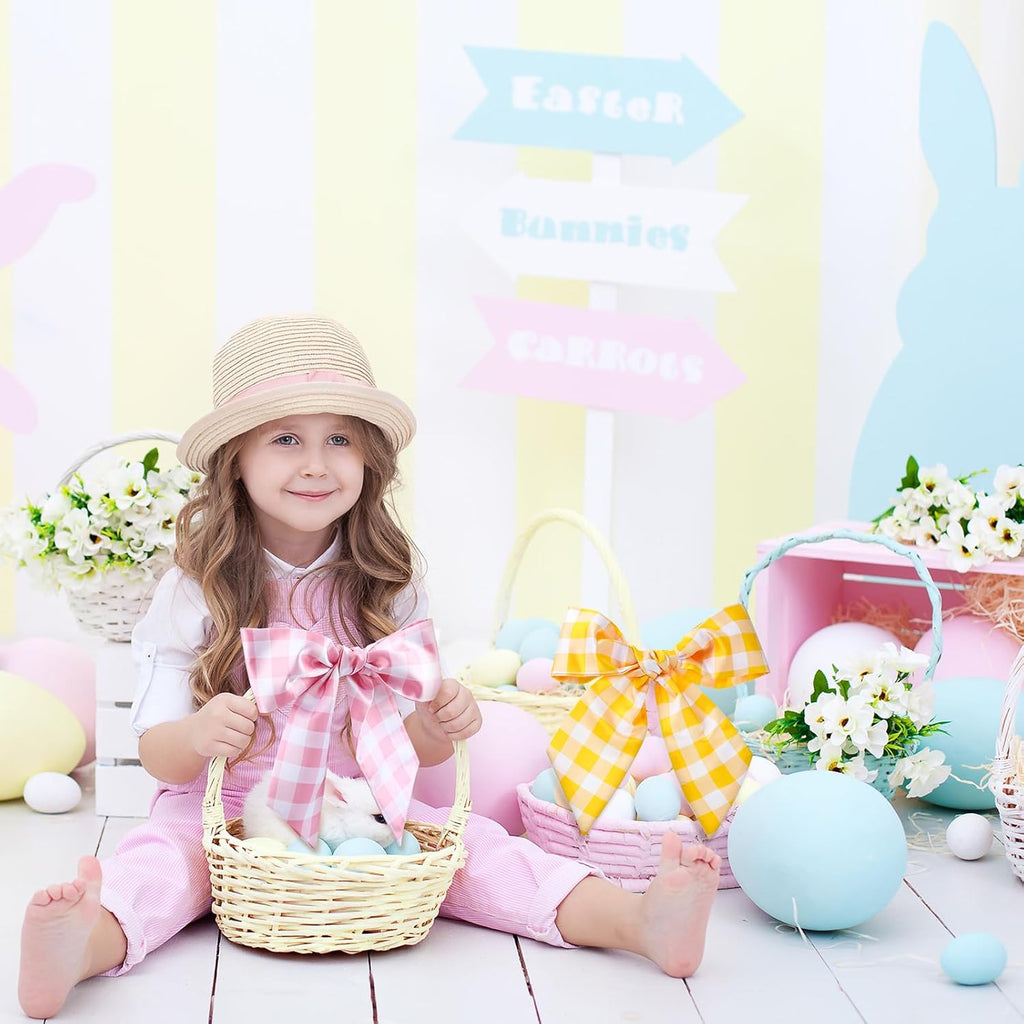 VitalCozy Easter Wreath Sash Set - 4 Pcs Embroidery Blank Accessories for Indoor/Outdoor Decor (4.49" x 56.30")