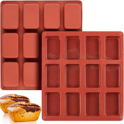 YJWYDM 2 Pack Silicone Mini Loaf Pan, 12 Cavity Mini Bread Pan Brownie Pan Non-Stick Silicone Baking Molds for Baking Loaf Cake, Bread, Brownie, Cornbread, Cheesecake, Chocolate & Cupcakes