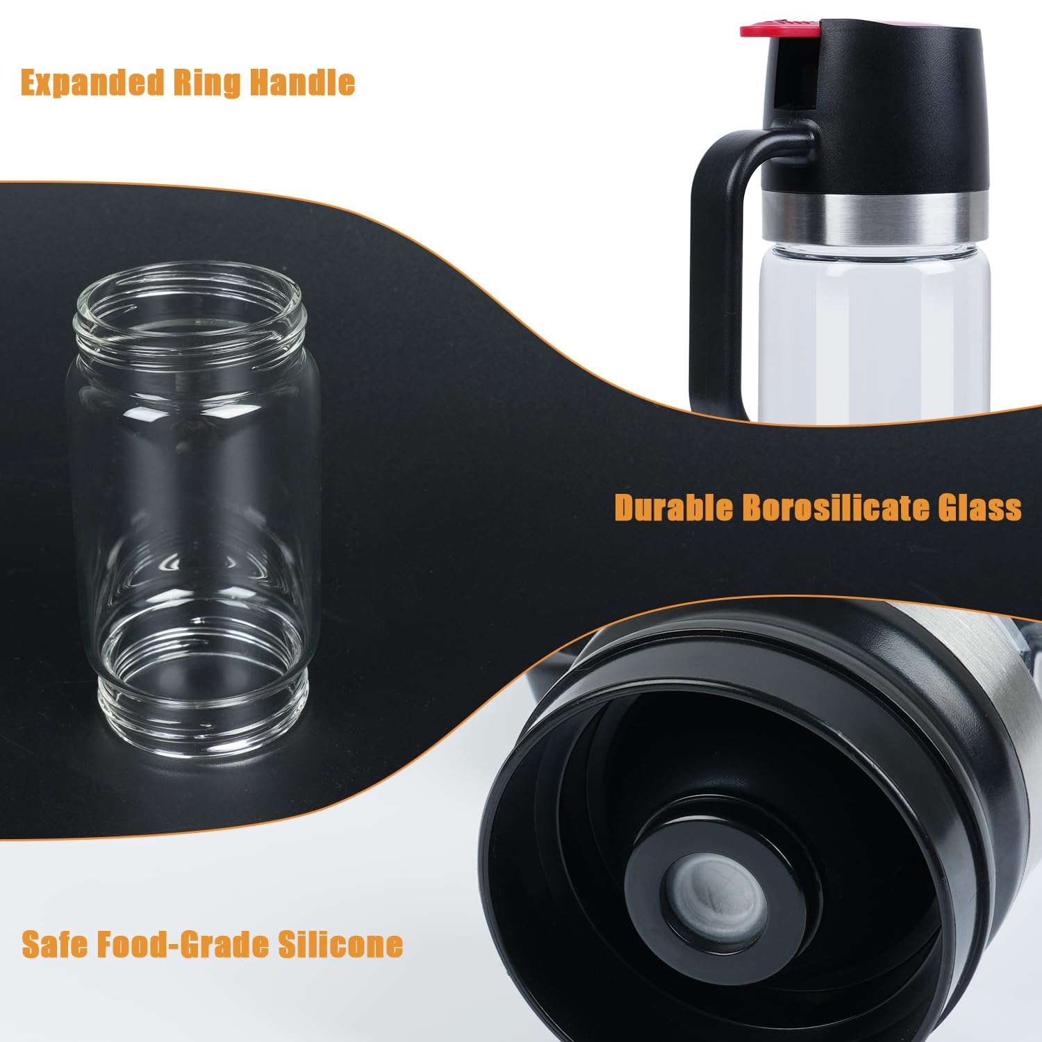 Ecopandy Honey Dispenser 12Oz No Drip with Base 2026 Upgrade, Glass Honey Jar pot with Handle, Syrup Dispenser for Coffee or Tea, Mess Free Honey Dispenser for Honey and Syrup, Honey Container