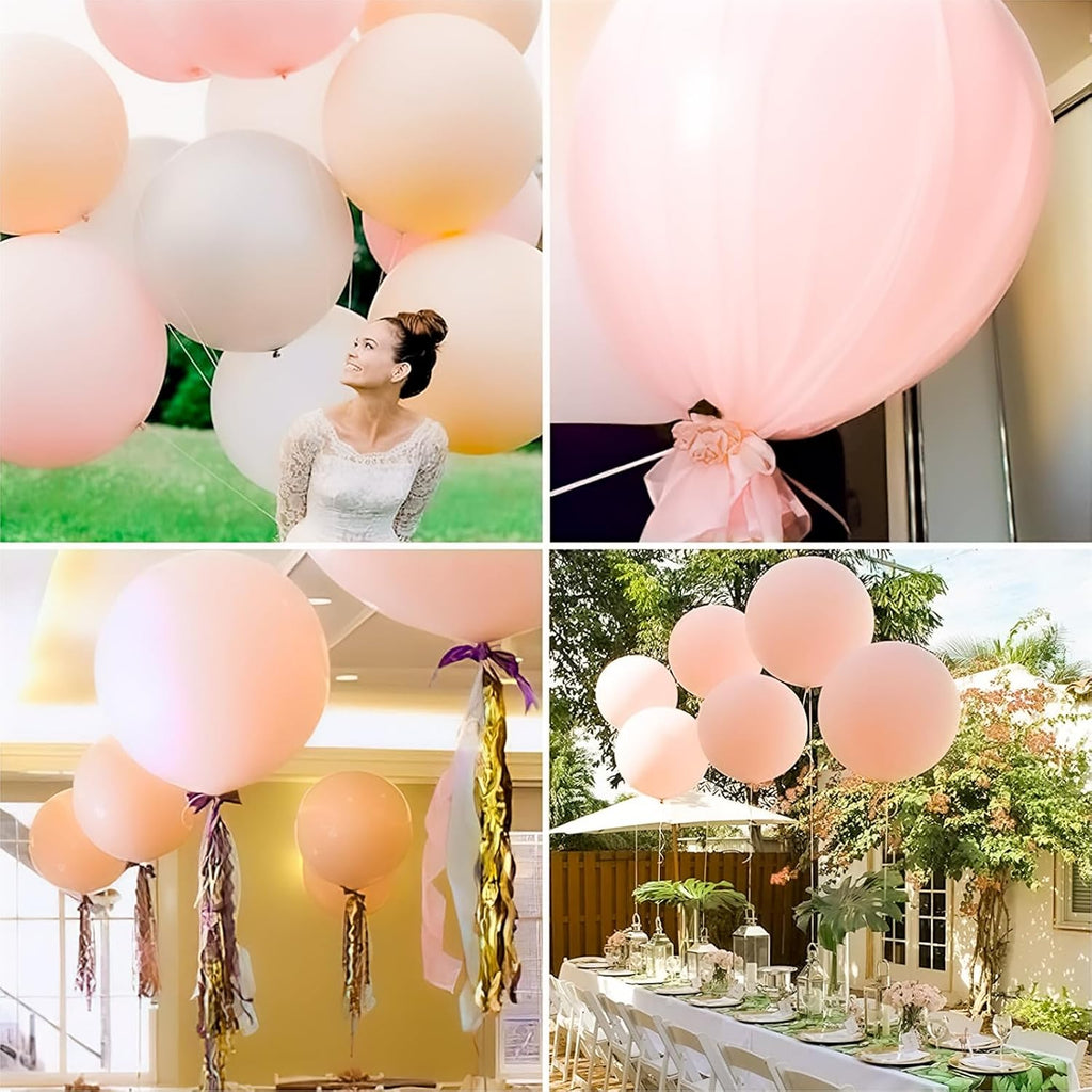 PartyWoo Pale Pink Balloons - 36 Inch Latex Helium Balloons for Birthday & Baby Shower Decor