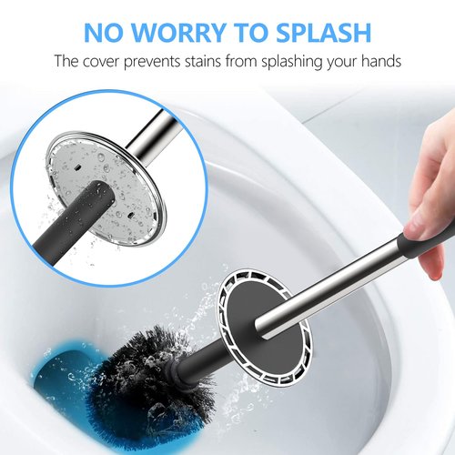 SetSail Toilet Brush, Compact Size Toilet Bowl Brush and Holder Toilet Brushes for Bathroom with Stainless Steel Handle Toilet Cleaner Brush with Durable Scrubbing Bristles, Splash-Proof
