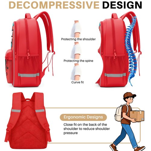 Aogebaby 3-Piece Video Game Backpack Set for Boys Teens - 16.5 Inch Large Bookbag with Insulated Lunch Box & Sturdy Pencil Case, Ideal for Elementary & Middle School, Fits Textbooks