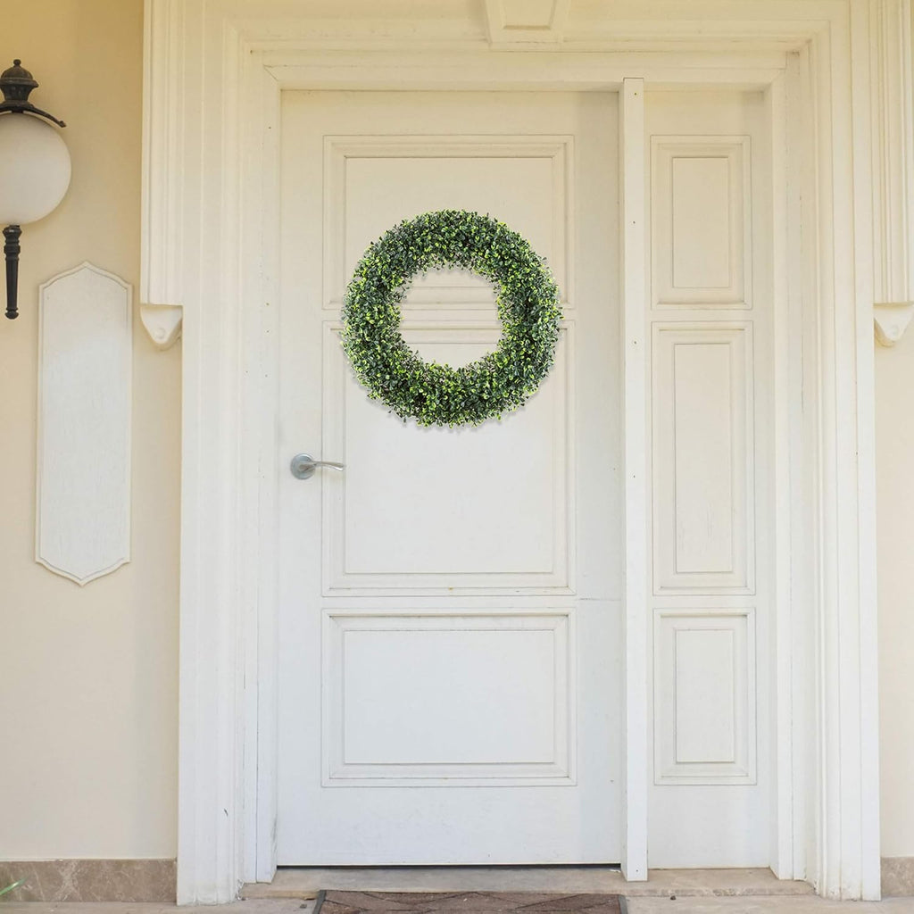 Pure Garden 19.5-Inch Boxwood Wreath - UV Resistant Artificial Decor for All Seasons | Indoor/Outdoor Use