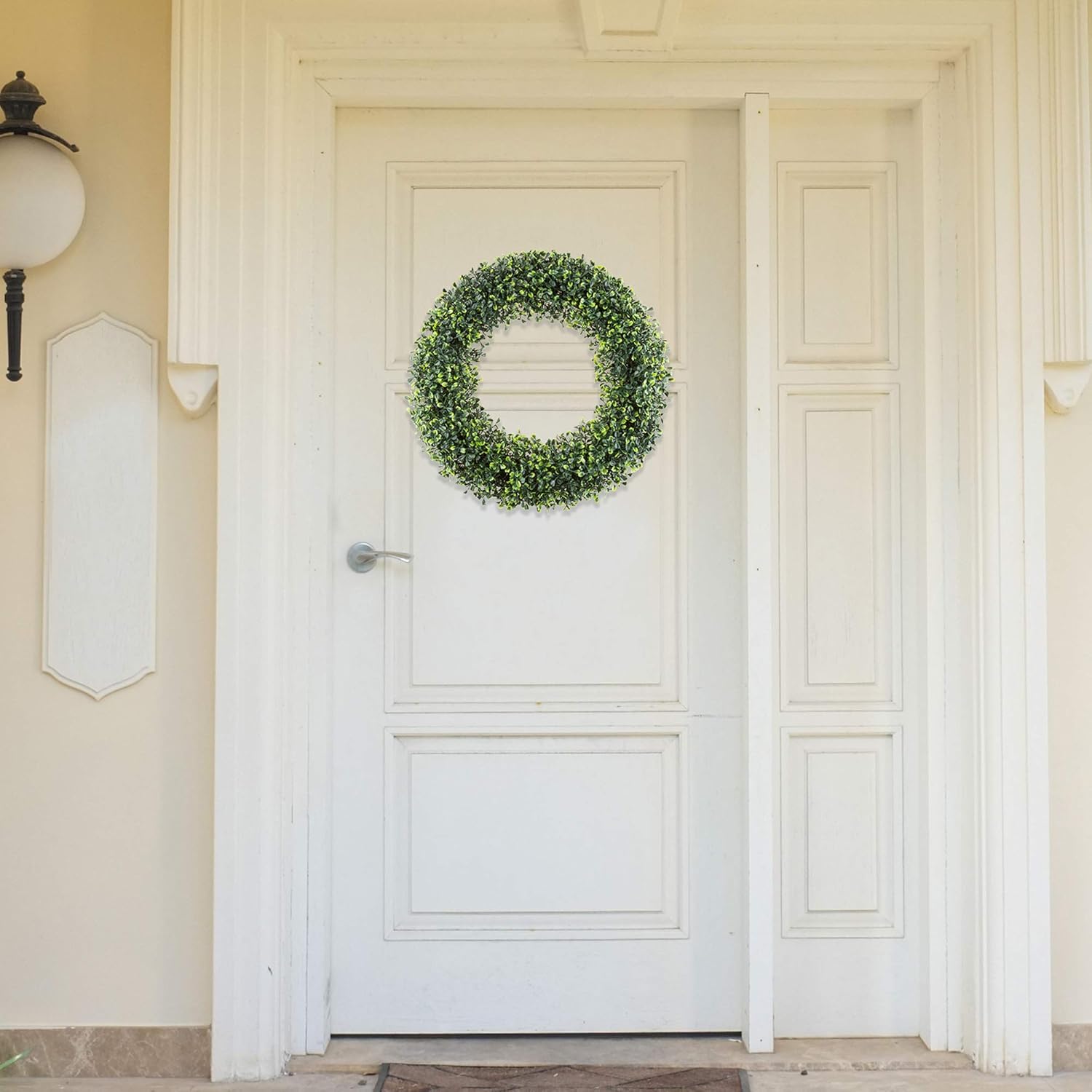 Pure Garden 19.5-Inch Boxwood Wreath - UV Resistant Artificial Decor for All Seasons | Indoor/Outdoor Use