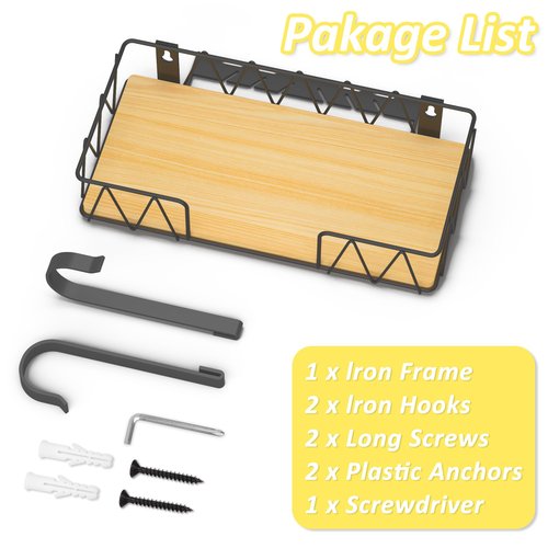 Vincona Ironing Board Hanger with Removable Hooks, Ironing Board Holder Wall Mounted for T/Y Leg, Space Saving Iron Holder for Laundry Room Storage and Organization, Black