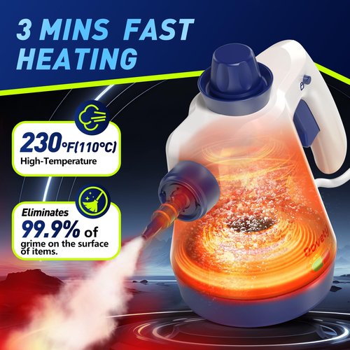 Steam Cleaner, Pressurized Handheld Steam Cleaner for Home with 12pcs Accessories & Safety Lock, Multi-Surface & Powerful Home Use Steamer for Cleaning, Car, Bathroom, Shower, Window, Grime, Grease