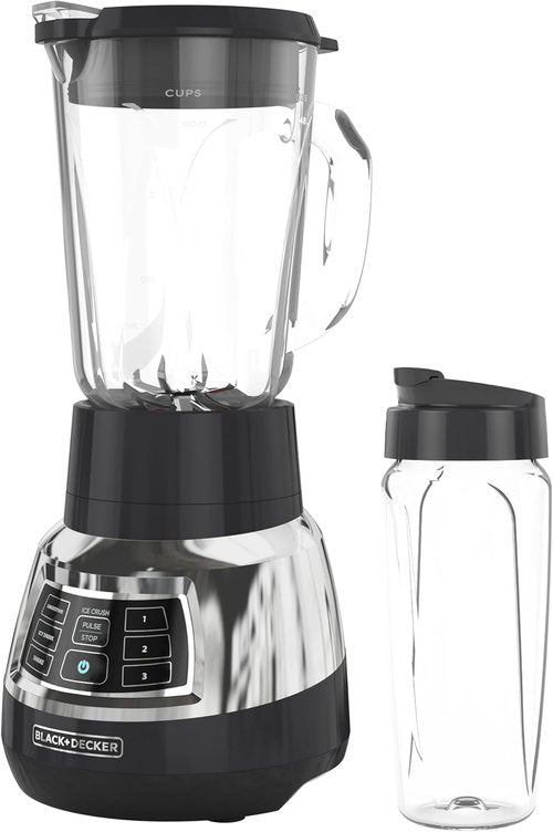 Black+Decker Quiet Blender - 6-Cup Glass Jar, 3 Speeds & Serrated Blade Technology, 900W