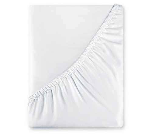 Royale Linens 400 Thread Count 100% American Grown Cotton Fitted Sheet Queen Size - All Around Elastic Fitted Sheet - Luxury Sateen Weave - Snug Fit Bottom Sheet Fit Up To 16" (Queen, Signature White)