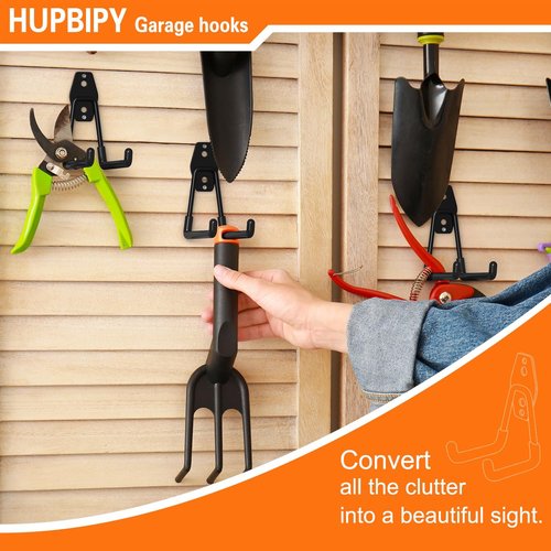 HUPBIPY Heavy Duty Garage Hooks - 18 Pack Wall Mount Storage Organizer for Tools, Ladders & Bikes