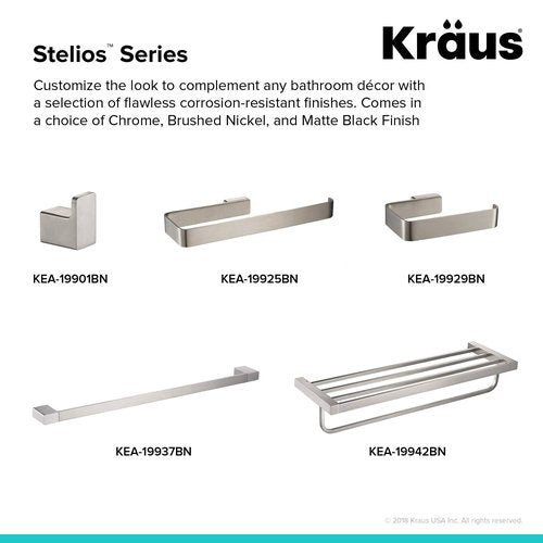 KRAUS Stelios Bathroom Towel Ring, Brushed Nickel Finish, KEA-19925BN