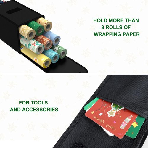 Gift Organizer Storage Bag by Wrapping Paper - 31x5.5x5.5 Inch with Pocket & Velcro for Kraft, Craft & Poster Rolls