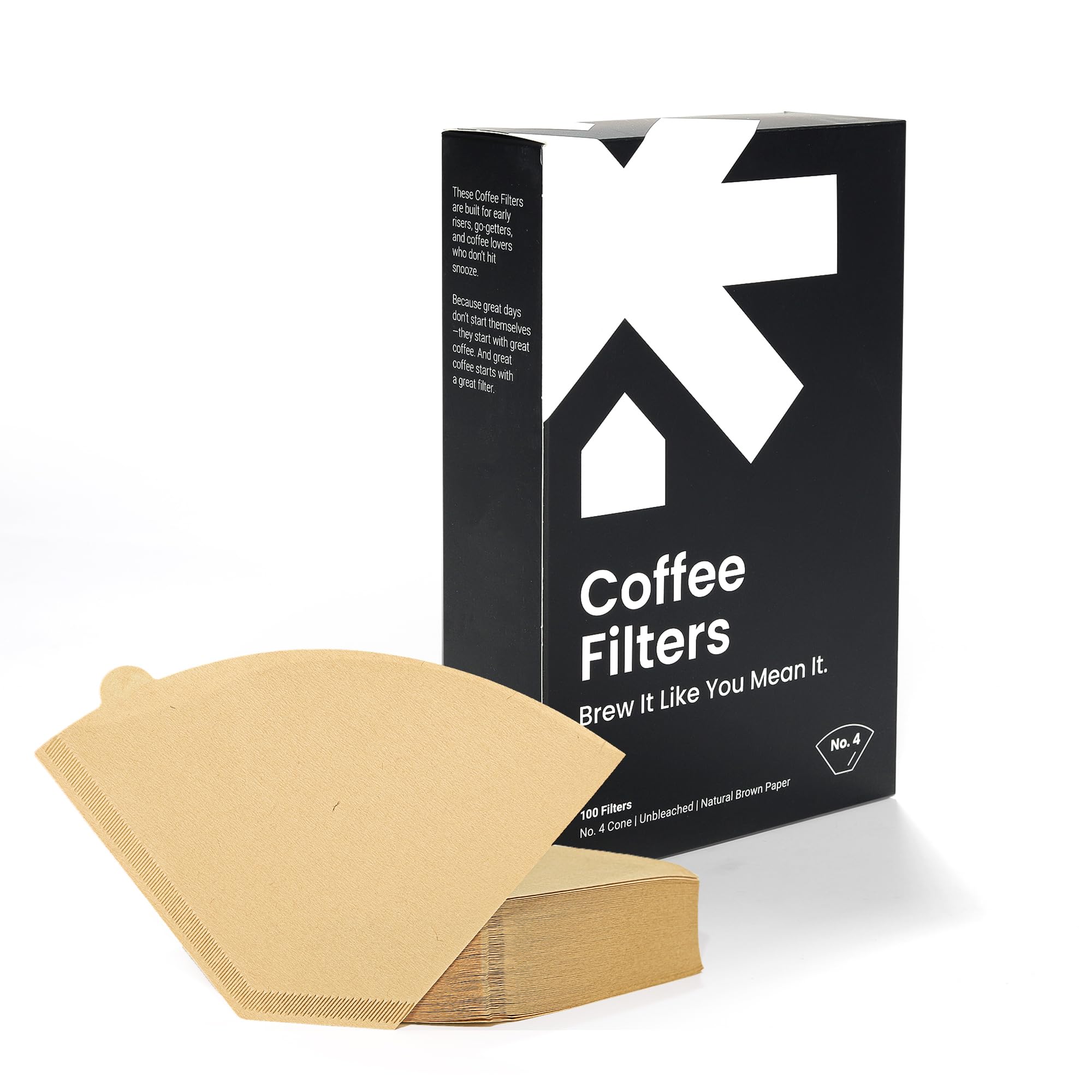 #4 Cone Coffee Filters – Unbleached Natural Paper Filters for 8–12 Cup Drip Machines & Pour Overs – Fits most coffee makers- 100 Count