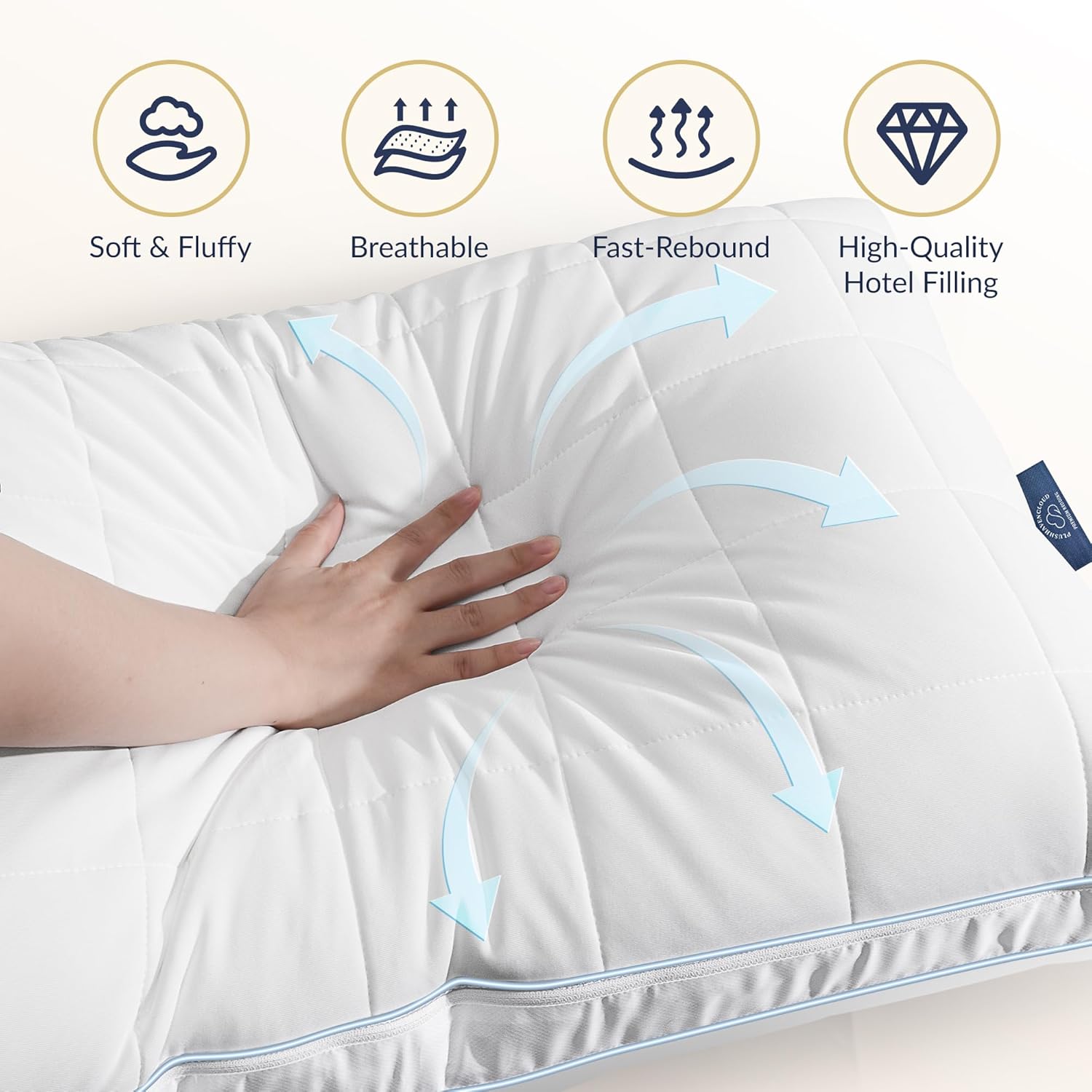 Skiennix Adjustable Bed Pillow - Queen Size Hotel Pillow with 3 Removable Inserts for All Sleepers