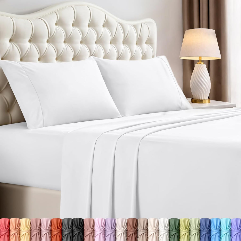 Utopia Bedding Queen Size Sheet Set - Soft, Breathable Microfiber | 4-Piece in White, Oeko-Tex Certified