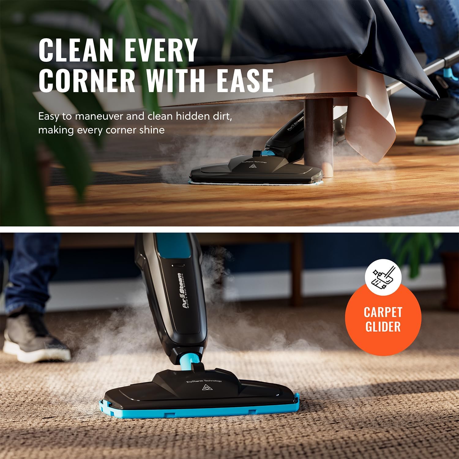PurSteam Professional Steam Mop - Multi-Surface Floor Cleaner for Hardwood, Tile & Carpet | Fast Heating & Lightweight