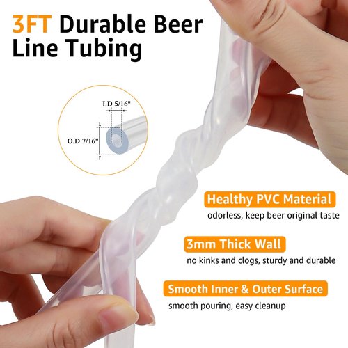 Dbgogo 3FT Ball Lock Beer Line Assembly Kit - 5/16" Liquid Line with Picnic Tap Faucet & Quick Disconnect PVC Tubing Ball Lock Picnic Tap for Corny Keg Ball Lock Keg Beer Dispenser Soda Dispensing