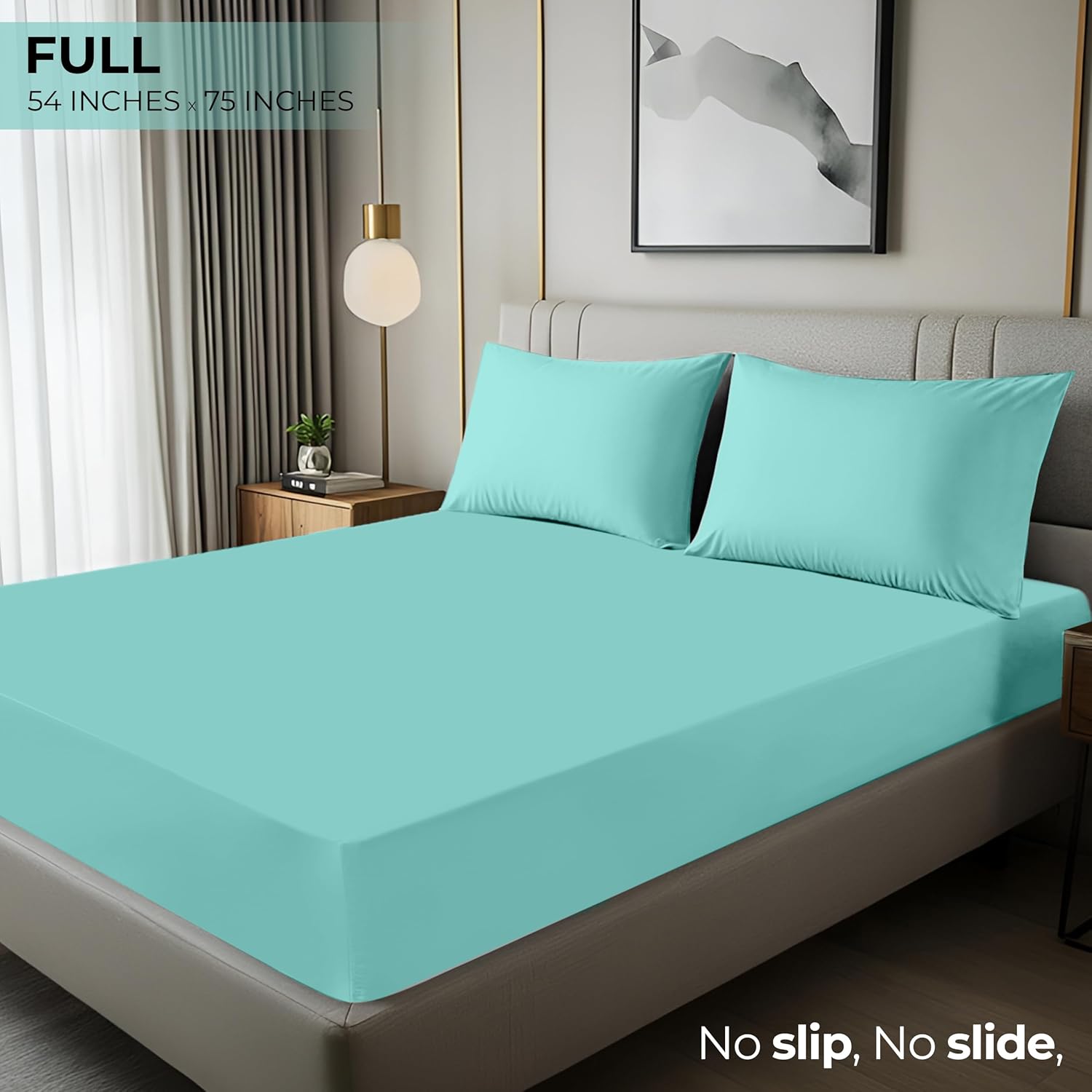 Utopia Bedding Full Fitted Sheet - Soft Microfiber - Deep Pocket - Spa Blue - Fade Resistant & Easy Care