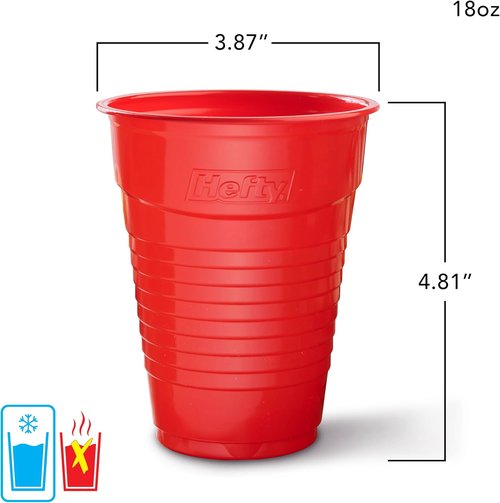 Hefty EcoSave Compostable Party Cups - Red 18 oz | 16 Count (Pack of 3) for Eco-Friendly Gatherings