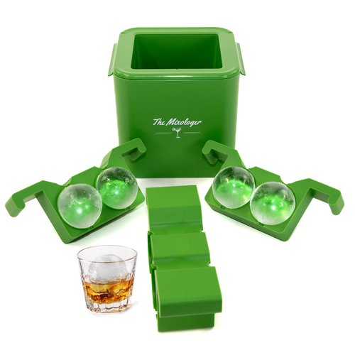 The Mixologer Antarctic Ice Maker | Set of 4 | Clear Ice Ball Maker with Lid, Easy to Use, Ice Molds Perfect for Cocktails, Whiskey, Bourbon, Brandy