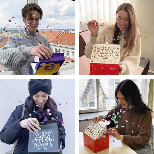 FETTIPOP Exploding Confetti Gift Box - Premium Black Surprise for Happy Birthday | 7.2x5.5x4.3 in.