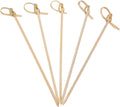 500 Count | KingSeal Bamboo Wood Flower Knot Picks, Skewers, 4.5 Inches, Perfect for Cocktails and Appetizers, Bulk Pack - 5 Packs of 100