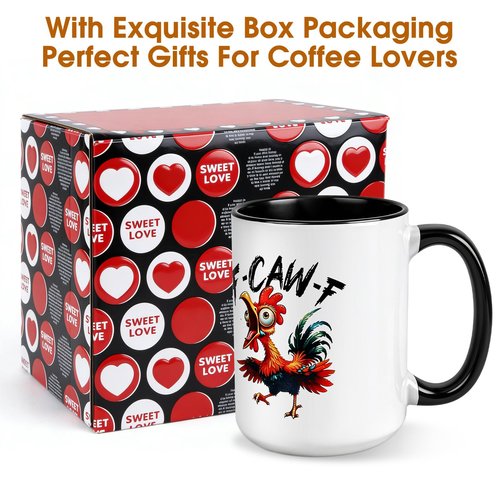 YKSINX Funny Coffee Mug for Women Men,15oz Ceramic cawf Chicken Cup,Novelty Coffee Mugs,Funny Birthday Gifts for Friends,Family,Fun White Elephant Gifts for Adults,Unique Office Gifts for Coworkers