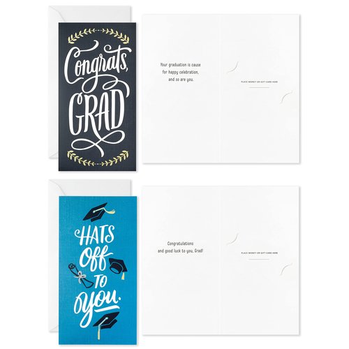 Hallmark Graduation Money Holders or Gift Card Holders Assortment with Envelopes, Hats Off (36 Cards and Envelopes)