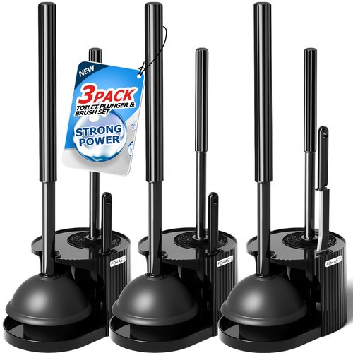 FORASTO 3Pack 3 in 1 Toilet Brush and Plunger Set,Toilet Bowl Brush Plunger Set,Toilet Brush Plunger Combo,Cleaning Brush,Cleaning Supplies, Crevice Cleaning Brush, Bathroom Cleaning Tools
