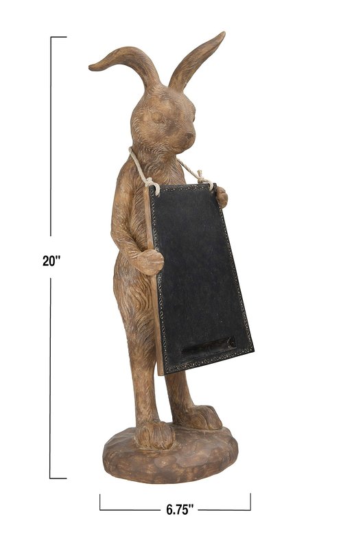 Rabbit Figurine Holding Working Chalkboard