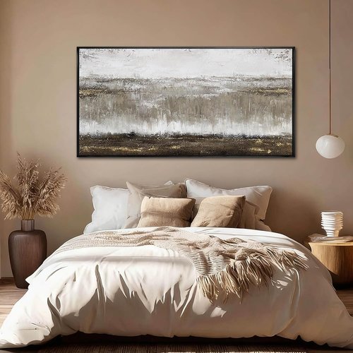 Artexist Textured Canvas Wall Art - Black & Grey Modern Photo Print | 24"x48" Decor for Bedroom & Office