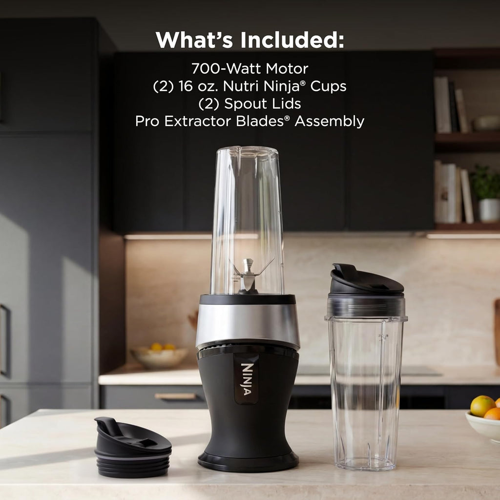 Ninja Fit Compact Personal Blender - Portable Smoothie Maker with (2) 16-oz To-Go Cups | 700 Watts | Black