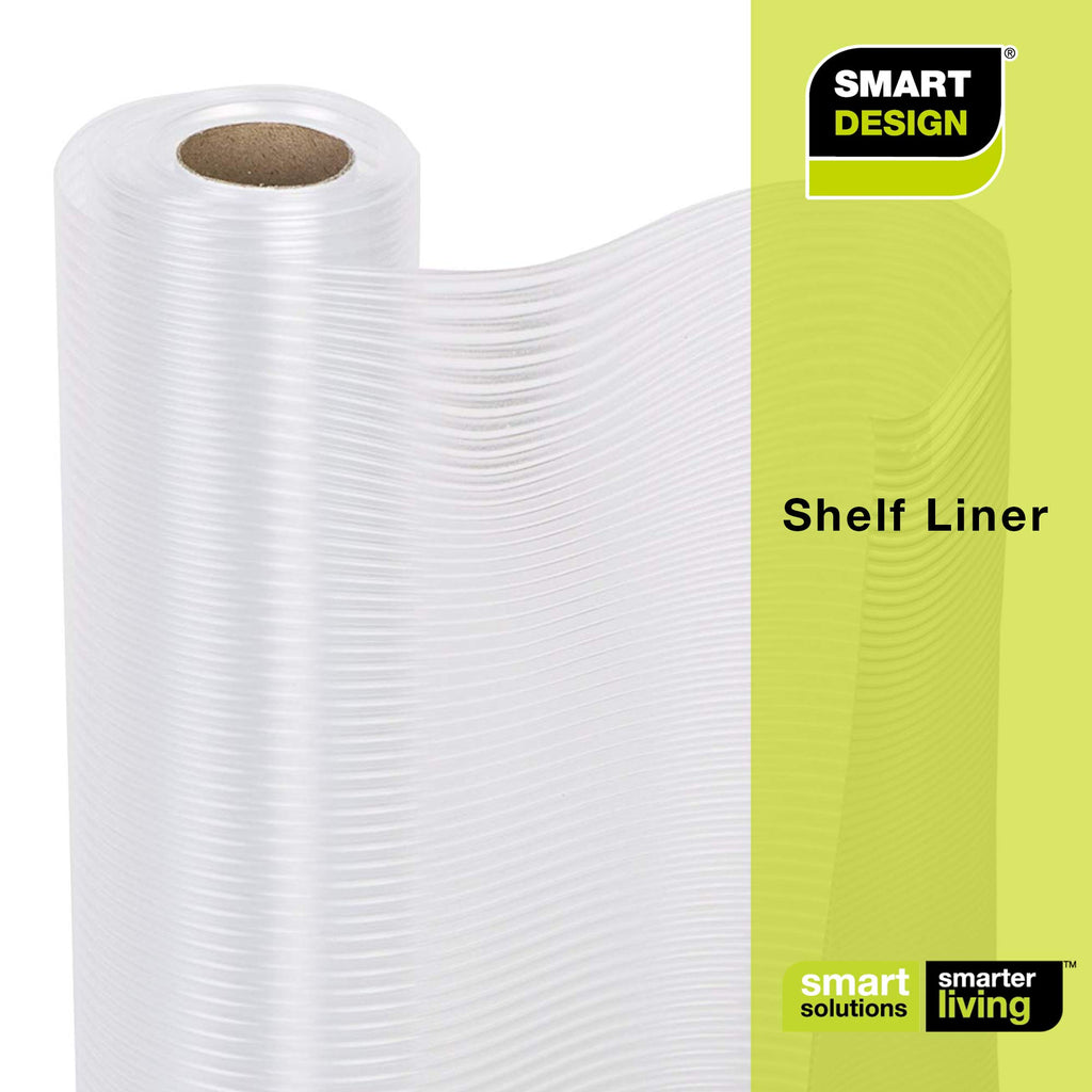 Smart Design Wire Rack Shelf Liner - Ribbed Grip - 18 Inch x 4 Feet - NSF Certified - for Steel Metal Shelves - Home Garage and Kitchen - Clear