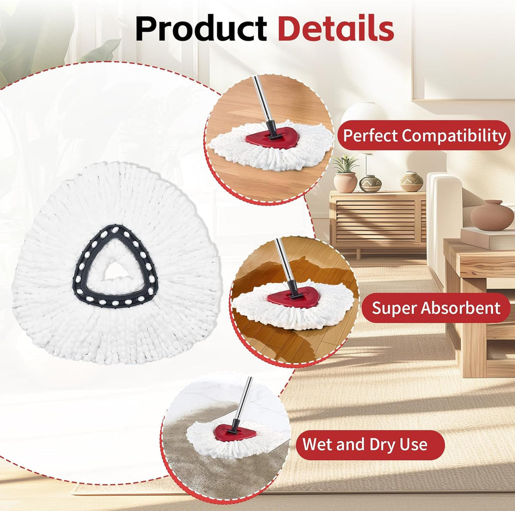 O-Cedar Spin Mop Replacement Set - 2 Microfiber Mop Heads, 58" Handle & Scrub Brush Attachment