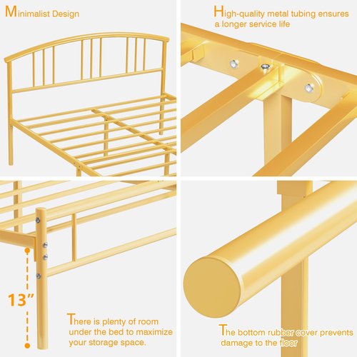 VECELO Full Size Bed Frame with Headboard and Footboard,Full Bed Metal Platform Mattress Foundation,Sturdy Steel Slat/No Box Spring Needed/Under Bed Storage/Easy Assembly